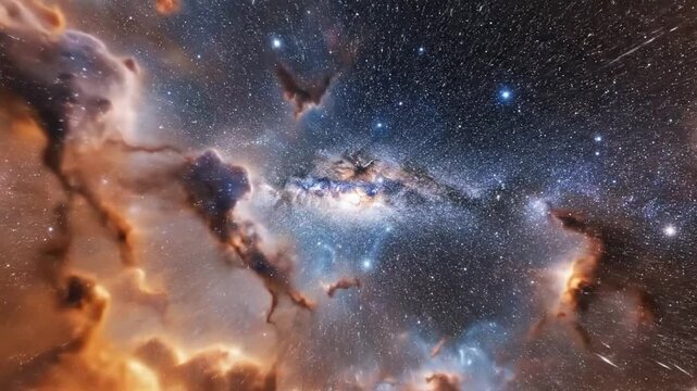 Explore outer space in a seamless loop with a view of a galaxy and stars in motion, showcasing the depth of the universe