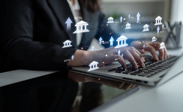 Online banking and digital banking innovation combining finance and technology, optimizing online banking systems, mobile banking services, and fintech for seamless experience. Spline