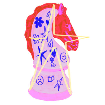 christmas toy horse chess smile star animal