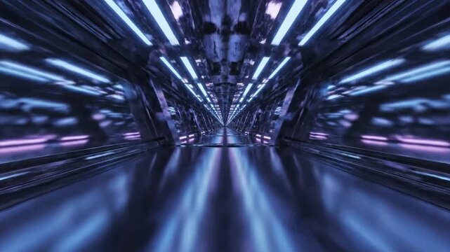 Endless flight through a futuristic metal corridor with d VSRExport for a unique experience at high speed