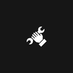 Obraz premium Hand with wrench logo icon flat vector design