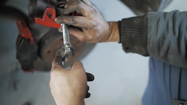 Car brakes are damaged. brake assist repair. car maintenance