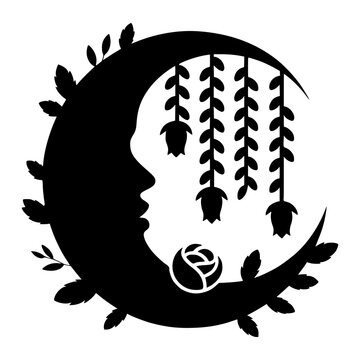 Crescent Moon With Hanging Vines