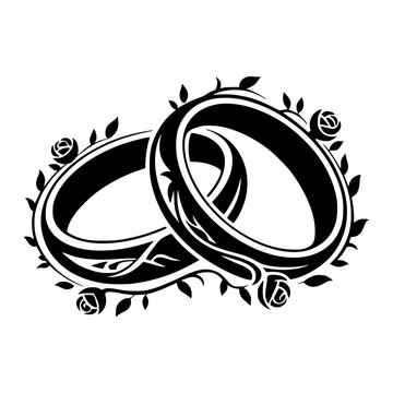 Interlocking Wedding Rings With Vine Accents