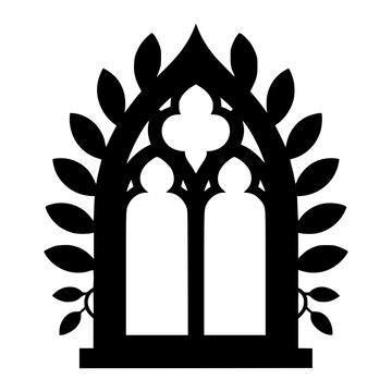 Gothic Cathedral Window With Thorny Vines
