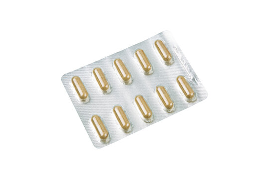 Ten Brown Medical Pills in Blister