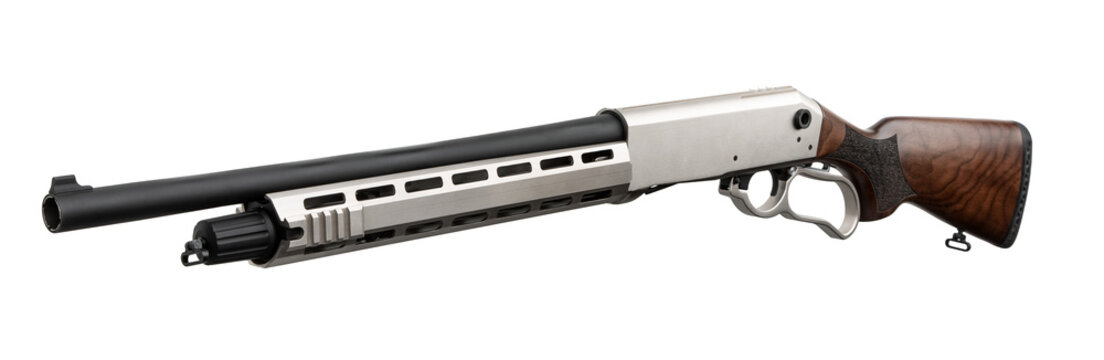 Modern Lever Action Rifle Isolated White