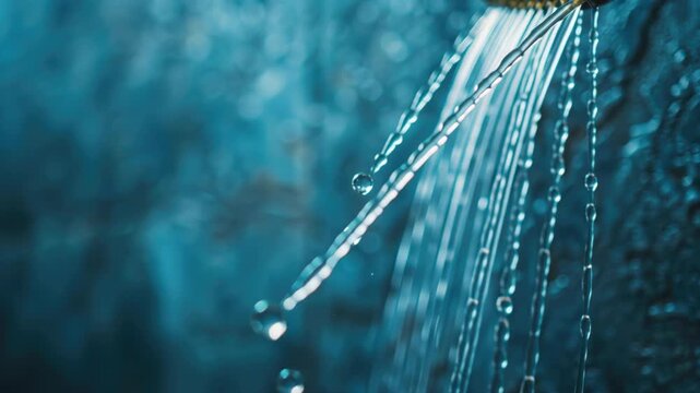 Water Flow Cascade: A close-up shot capturing a dynamic cascade of water, streaming downward and creating a mesmerizing display of nature's purity. 