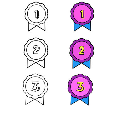 vector illustration of a medal full color and black outline