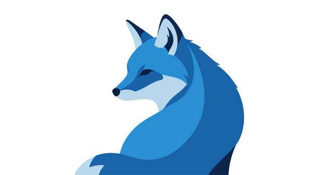 Vibrant Blue Fox Illustration - Modern Geometric Animal Art