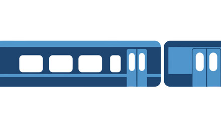 Modern Blue Train Carriage with Windows and Doors, Isolated on White Background © reihan