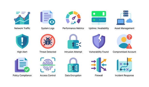 Network and system monitoring icons for security operations