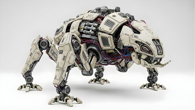 Futuristic Mechanical Quadrupedal Robot with Intricate Design.