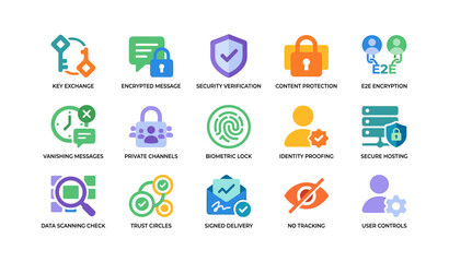Fototapeta premium Security and encryption icons arranged on white background