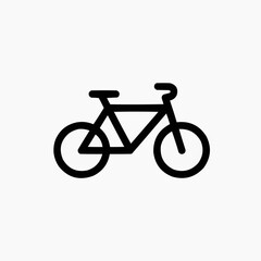 Obraz premium Vetor: A minimal black bicycle icon representing eco-friendly transportation and active lifestyle. The bicycle is simple and elegant
