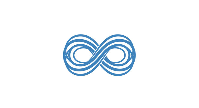 Blue infinity symbol on white.