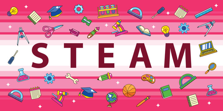 Hand drawn STEAM education element poster vector illustration