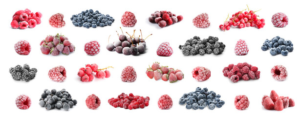Different frozen berries isolated on white, set © New Africa