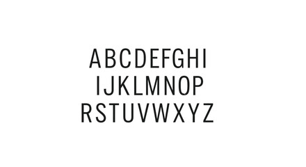 Fototapeta premium Clean and simple uppercase English alphabet (A-Z) presented in a modern sans-serif font, perfect for educational resources, graphic design projects, and basic typography illustrations