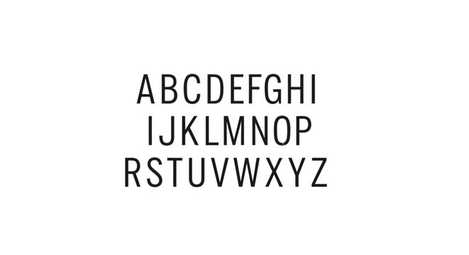 Clean and simple uppercase English alphabet (A-Z) presented in a modern sans-serif font, perfect for educational resources, graphic design projects, and basic typography illustrations