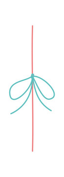 Whimsical hand drawn lace bow motif. Cute coquette ribbon knot as girly card accent and sweet invitation decor. Minimal wavy line ornament in red and green suits romantic menu, vintage label or