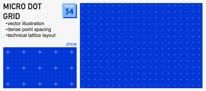 Blueprint grid system micro dot geometry, zoom detail view. Dense point structure demonstration, engineering diagrams dashboards planning layouts interface systems digital graphics.