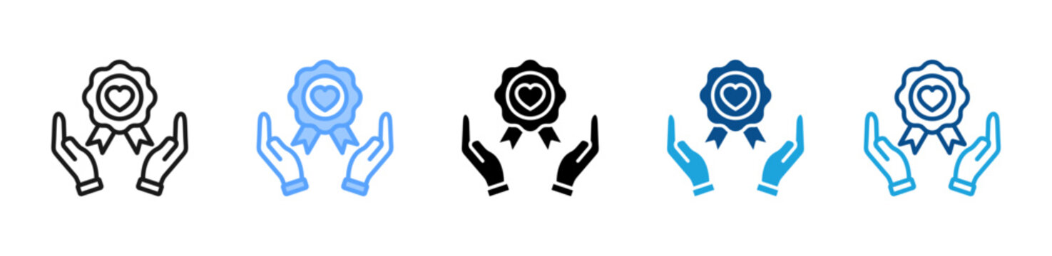 Loyalty web icon with multiple style collection