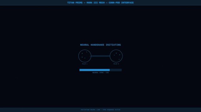 Giant mech cockpit interface with neural link pilot sync hull integrity schematic and threat radar display 4K