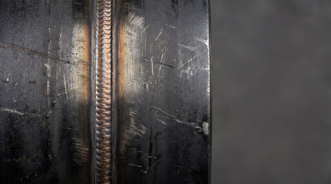 Steel plate welding seam, metal and industrial background Industrial macro , copy space, professional background