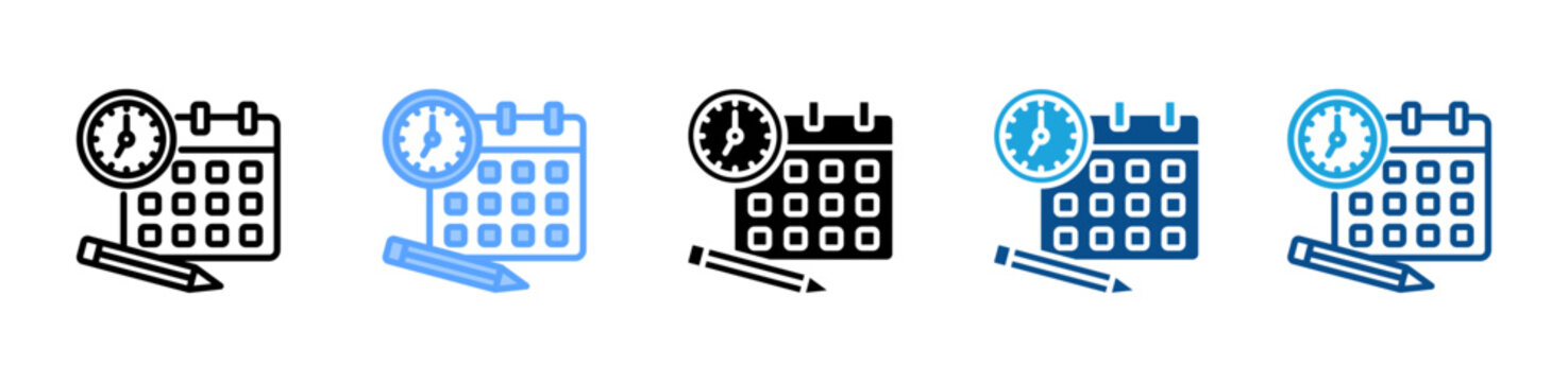 Schedule web icon with multiple style collection