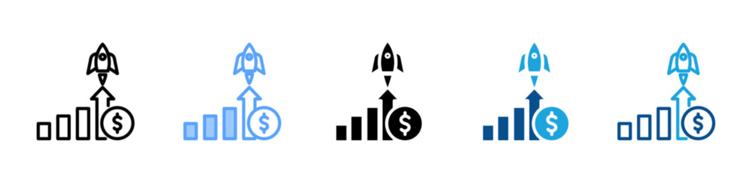 Growth web icon with multiple style collection