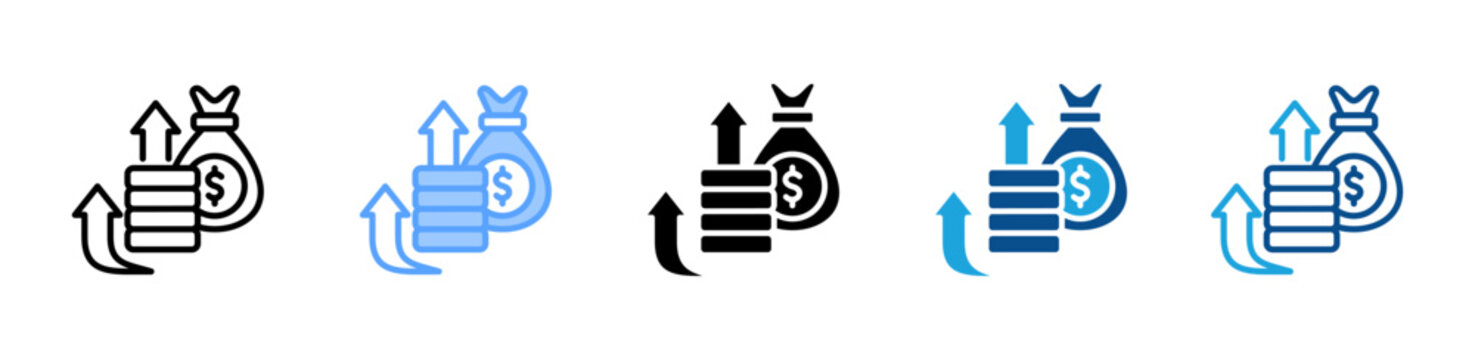 Revenue web icon with multiple style collection