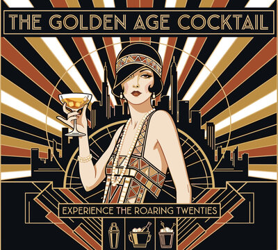 Art deco cocktail party poster with roaring twenties theme