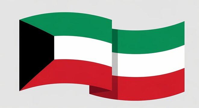 Kuwaiti Flag waving in the air, symbolic of national identity and pride