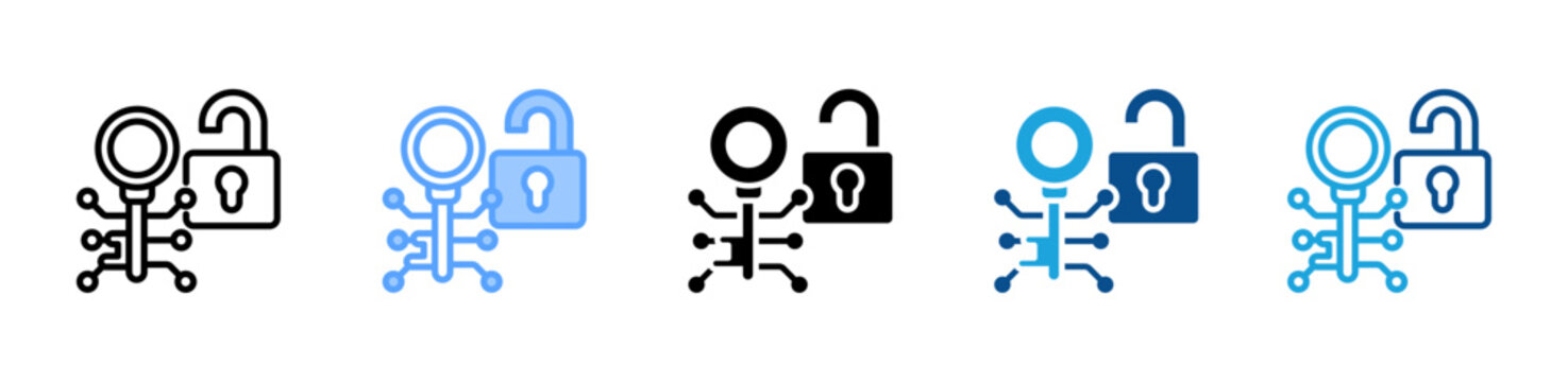 Encryption web icon with multiple style collection