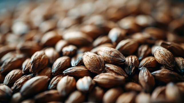 Malt grain texture closeup barley seed pile warm color detailed pattern