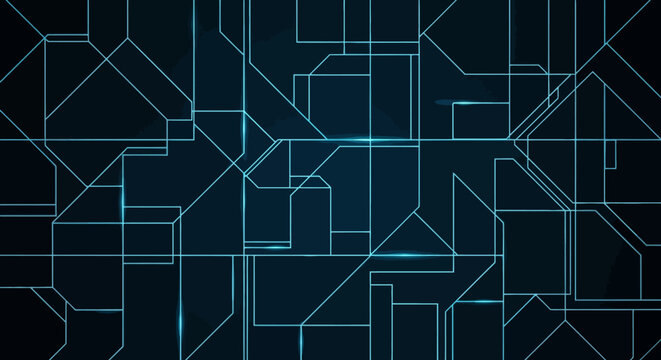 Abstract Digital Circuit Board Background with Glowing Blue Light Lines
