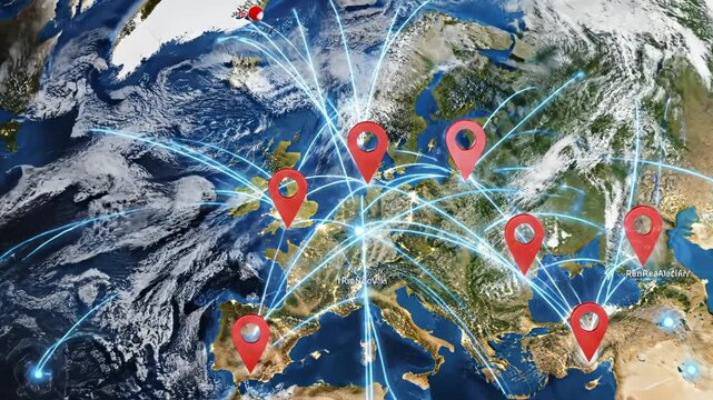Earth view with location markers emphasizing environmental sustainability and eco-tourism