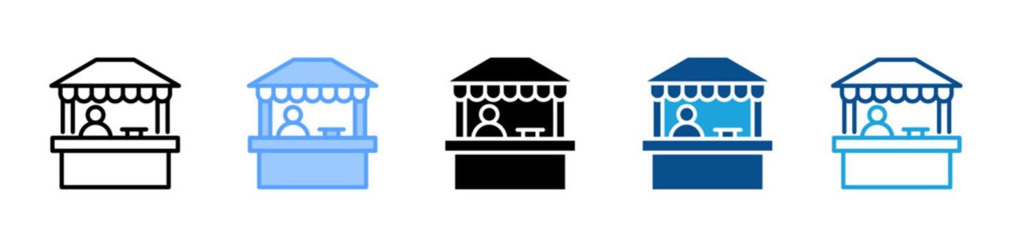 Booth web icon with multiple style collection