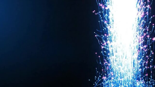 Abstract Digital Technology Animation of a Growing Fiber Optic Network for Futuristic Data Connection and Vertical Growth