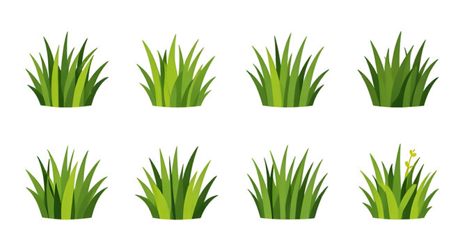 grass tuft vector set, green grass illustration, lawn grass elements, fresh nature foliage, landscape design elements, garden grass clipart, natural ground texture, field grass graphics, decorative gr