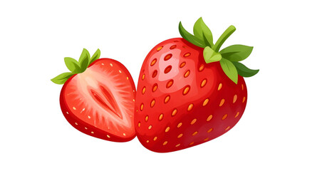 red strawberry illustration, fresh berry fruit, green leafy cap strawberry, juicy sweet fruit, organic food design, white background strawberry, ripe berry fruit, healthy fruit graphic, farm fresh pro © mrpixel