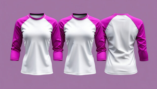 Short-sleeve raglan t-shirt mockup, 3d illustration, 3d rendering