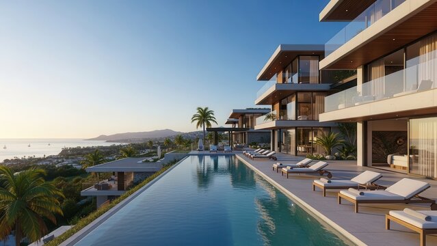 Modern waterfront residence with infinity pool