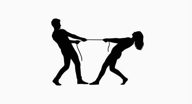 One Person Pulling the Other Emotional Dependency and Toxic Relationship Concept White Background