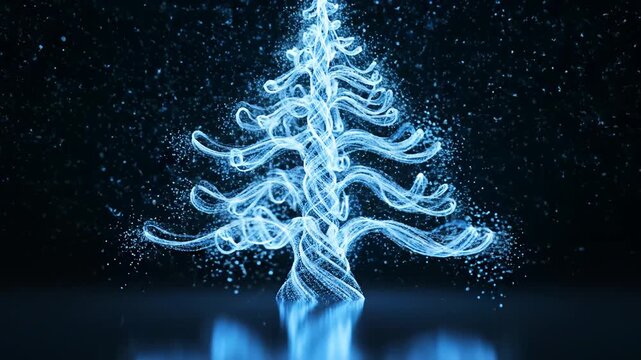 Blue glowing abstract tree symbolizing conceptual art and dynamic energy
