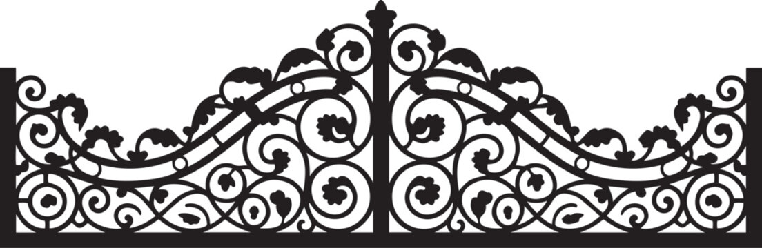 Border Design for Luxury Wrought Iron Gate and Decorative Architectural CNC Panel, balck icon silhouette vector