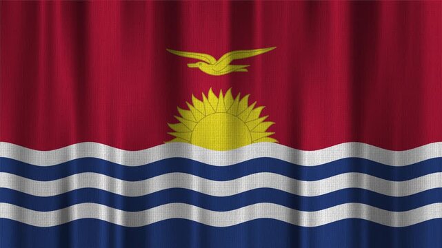 Kiribati Flag Animation With Fabric Texture