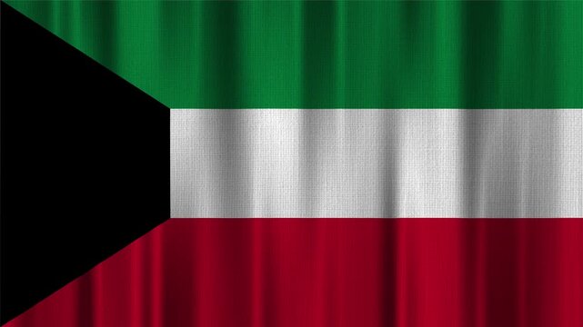 Kuwait Flag Animation With Fabric Texture