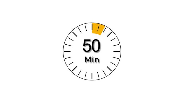 54 Sec countdown clock icon animation. 54 to 0 Second animation on black background and creating a stunning 4k animation.